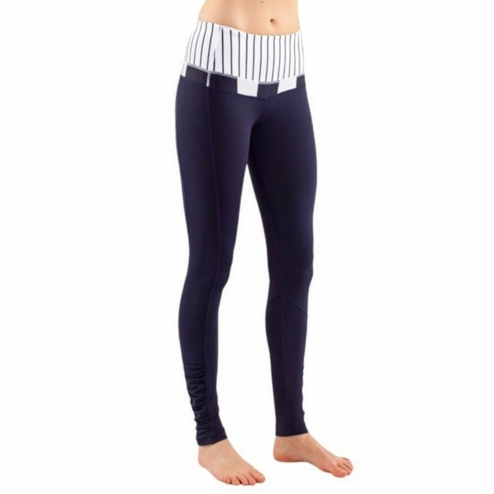 lululemon athletica Navy Leggings with White Striped Waistband